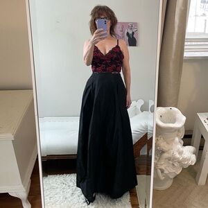 VINTAGE BLACK MAXI SKIRT TULLE CRINOLINE BOX PLEATS ZIPPER SCOTT MCCLINTOCK